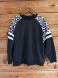 Black/cream Leopard Crew