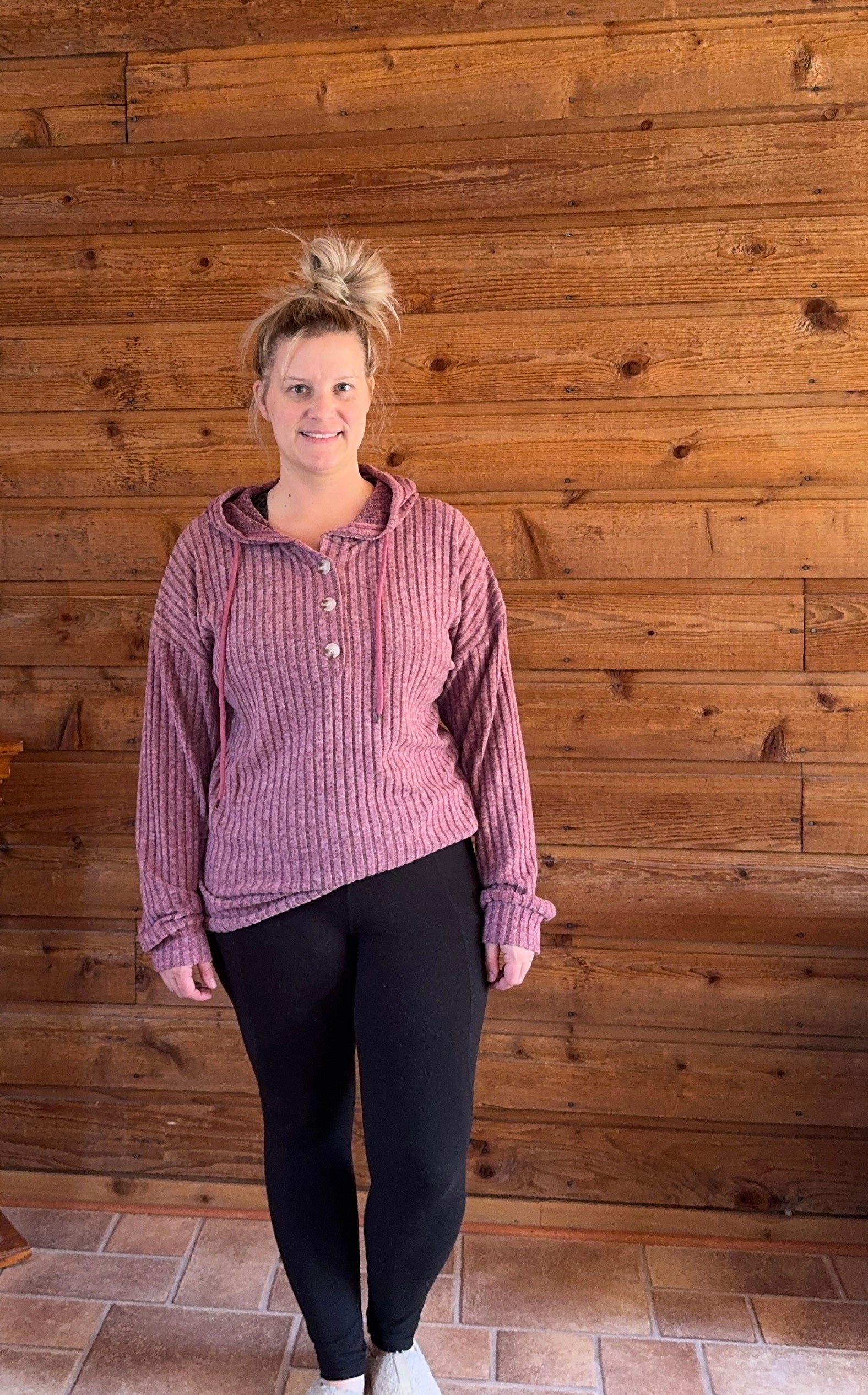 Hooded Casual Top - Purple