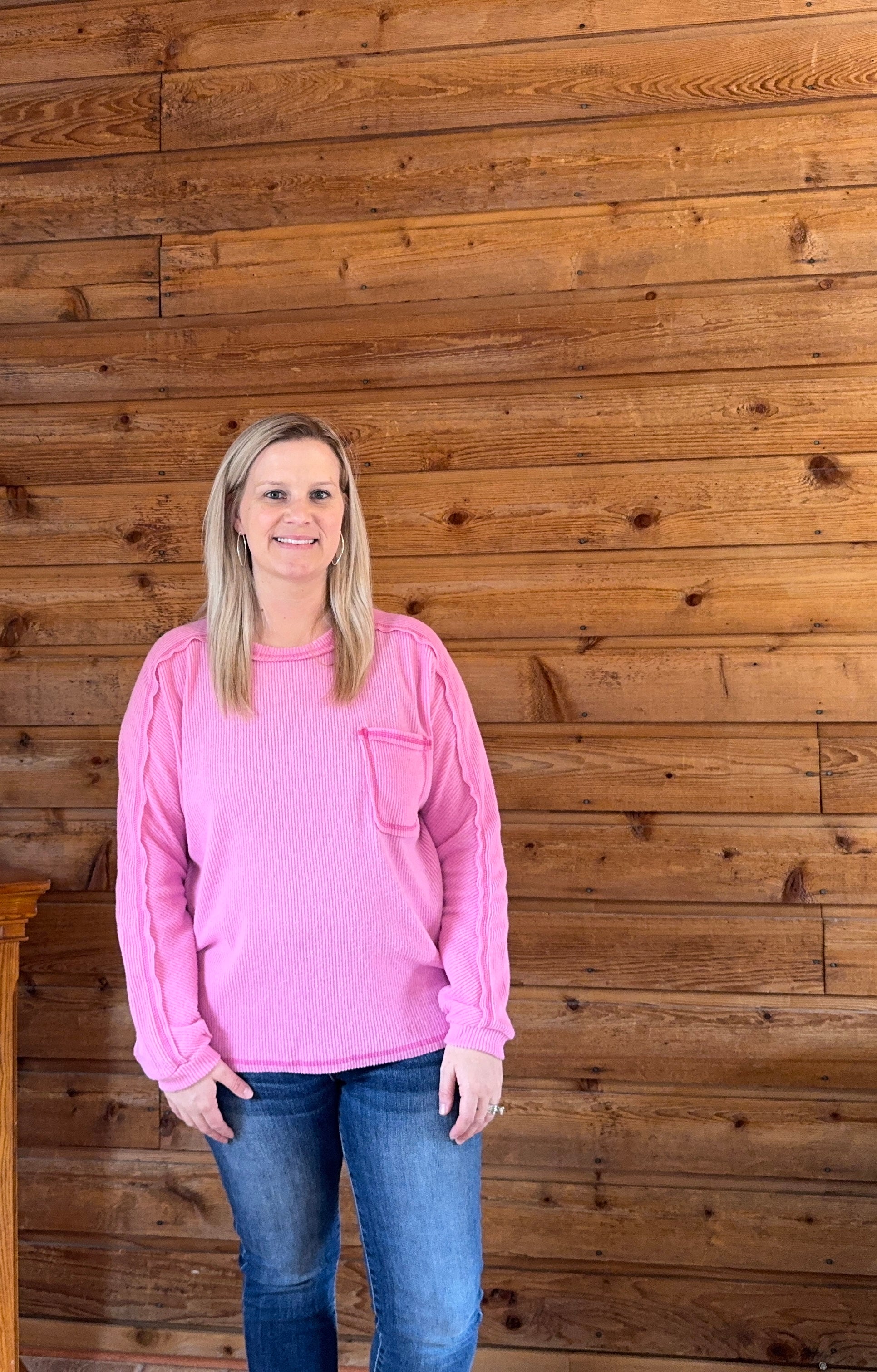 Effortless Long Sleeve Top - Dark Pink