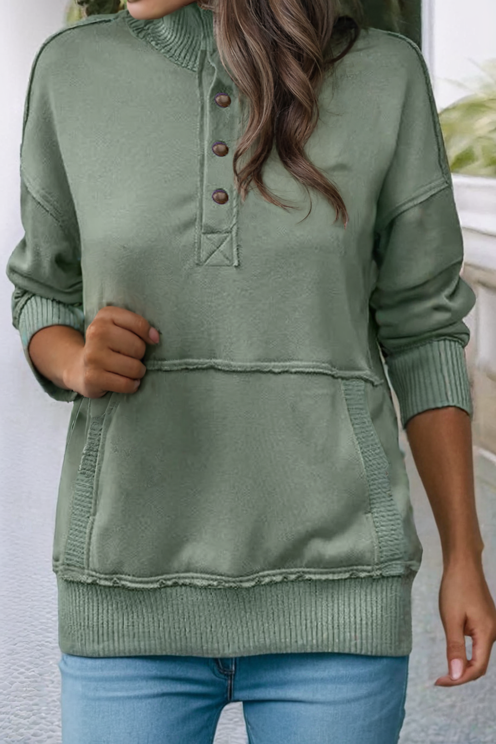 Button Sweatshirt - Green